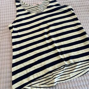 LOFT Navy and Cream Striped Tank Top